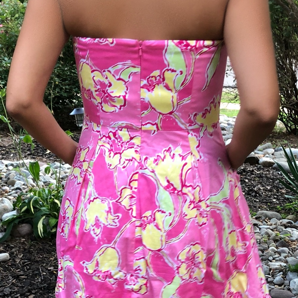 Lilly Pulitzer Hotty Pink Day Strapless Dress SZ.6 - Picture 6 of 6